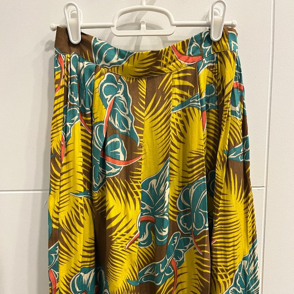Tropical A-line midi skirt